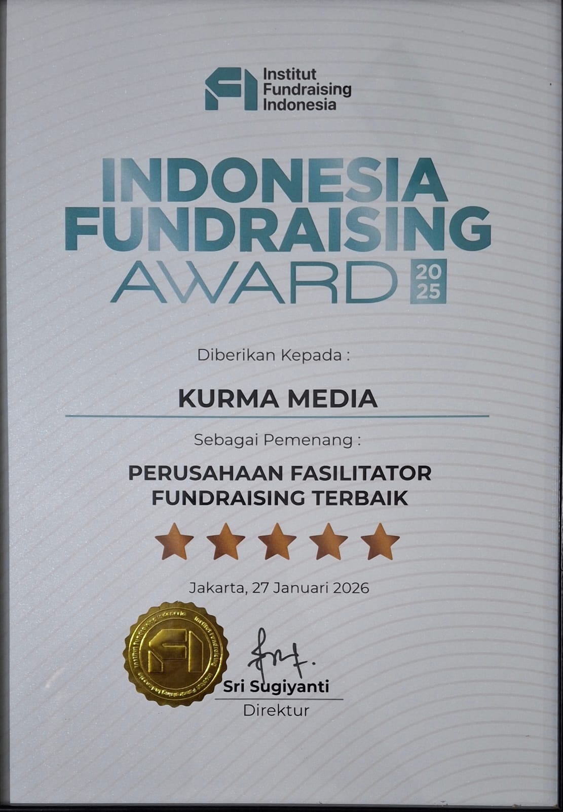 Kurma Raih Penghargaan di IFA ( Indonesia Fundraising Award ) 2025